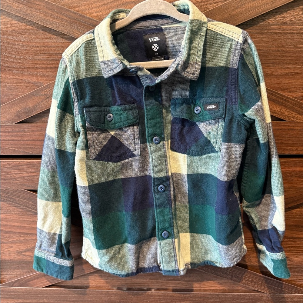 Vans Kids Plaid Shirt - Green and Blue